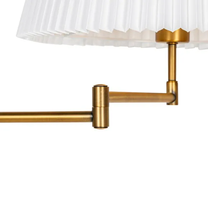 Stehleuchte aus Bronze mit weißem Faltenschirm und verstellbarem Arm – Ladas Deluxe