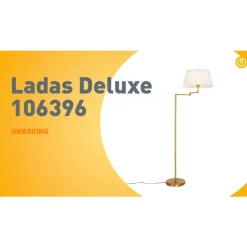 Stehleuchte aus Bronze mit weißem Faltenschirm und verstellbarem Arm – Ladas Deluxe