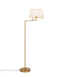 Stehleuchte aus Bronze mit weißem Faltenschirm und verstellbarem Arm – Ladas Deluxe