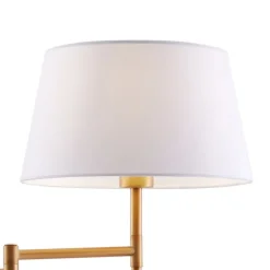 Stehleuchte aus Bronze mit weißem Schirm und verstellbarer Leselampe – Ladas