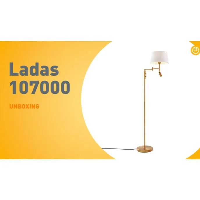 Stehleuchte aus Bronze mit weißem Schirm und verstellbarer Leselampe – Ladas