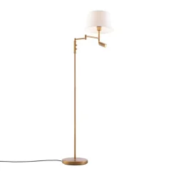 Stehleuchte aus Bronze mit weißem Schirm und verstellbarer Leselampe – Ladas