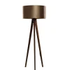 Stehleuchte Dreibein Walnuss Holz mit Bronze Samt Lampenschirm 50cm - Tripod Classic