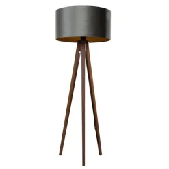 Stehleuchte Dreibein Walnussbaum mit grünem Samt Lampenschirm 50cm - Tripod Classic