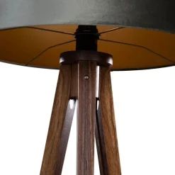 Stehleuchte Dreibein Walnussbaum mit grünem Samt Lampenschirm 50cm - Tripod Classic