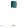 Stehleuchte Gold / Messing mit Veloursschirm blau 40/40 cm - Parte