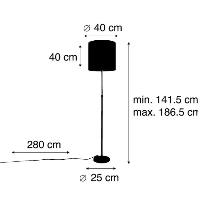 Stehleuchte Gold / Messing mit Veloursschirm blau 40/40 cm - Parte