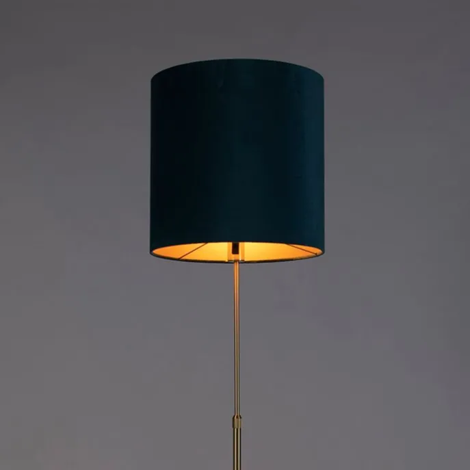 Stehleuchte Gold / Messing mit Veloursschirm blau 40/40 cm - Parte