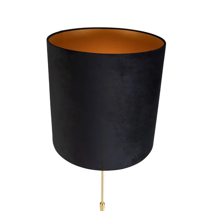 Stehleuchte gold / messing mit veloursschirm schwarz 40/40 cm - Parte