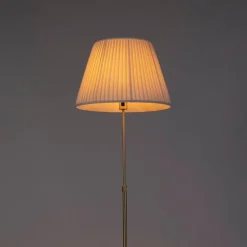 Stehleuchte gold / messing mit plissiertem Schirm creme 45 cm - Parte