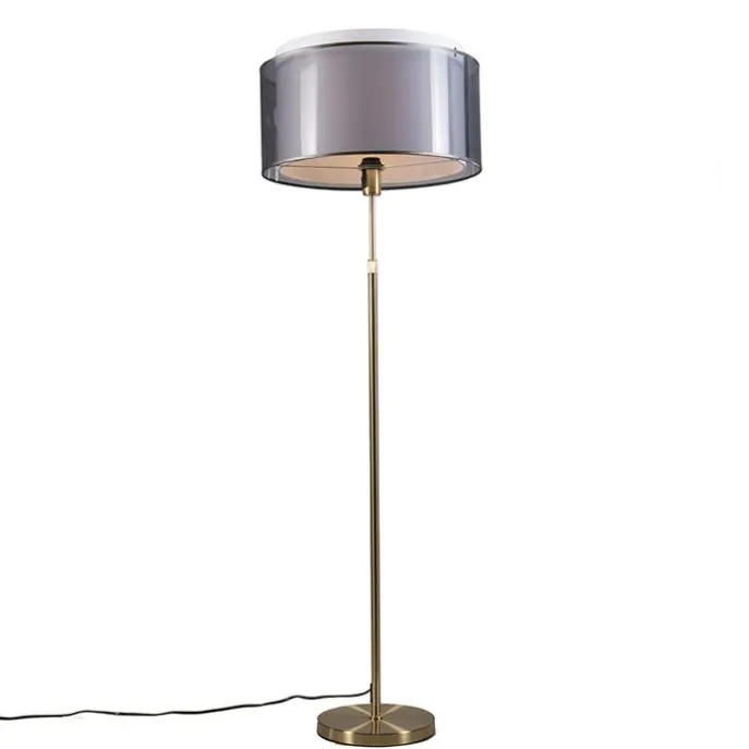 Stehleuchte Gold / Messing mit schwarz / weißem Schirm 47 cm - Parte