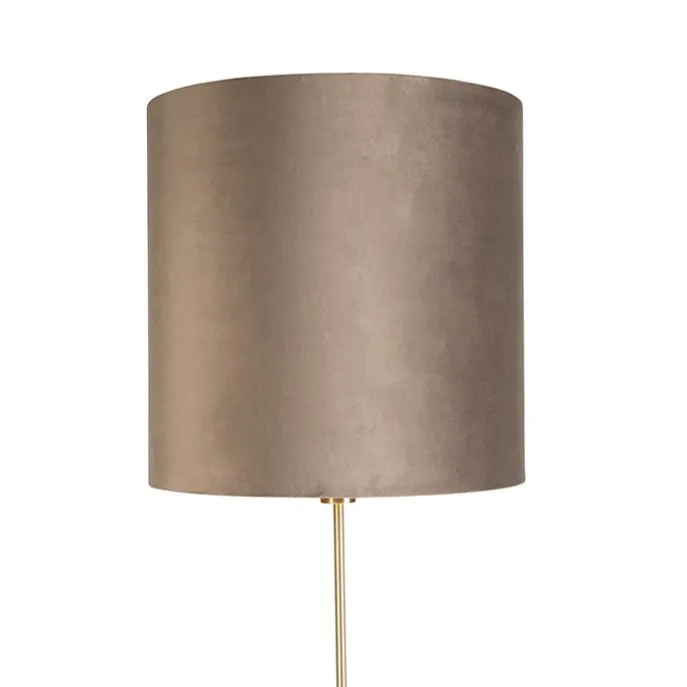 Stehleuchte gold / messing mit Samtschirm taupe 40/40 cm - Parte