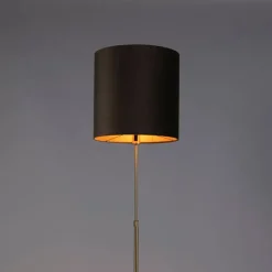 Stehleuchte gold / messing mit Samtschirm taupe 40/40 cm - Parte
