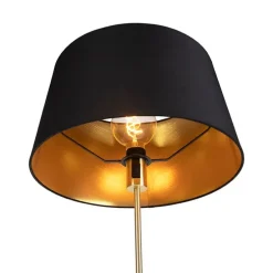 Stehleuchte gold / messing mit schwarzem Schirm verstellbar 45 cm - Parte