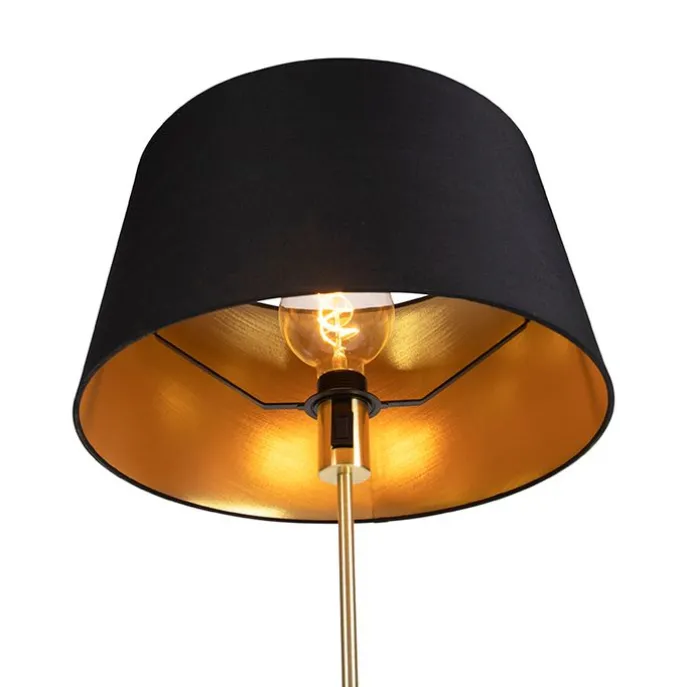 Stehleuchte gold / messing mit schwarzem Schirm verstellbar 45 cm - Parte