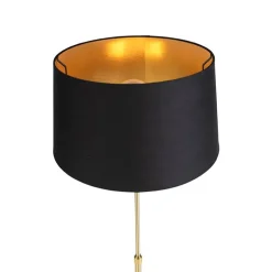 Stehleuchte gold / messing mit schwarzem Schirm verstellbar 45 cm - Parte