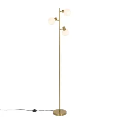 Stehleuchte Gold mit Opalglas 3-flammig verstellbar - Anouk