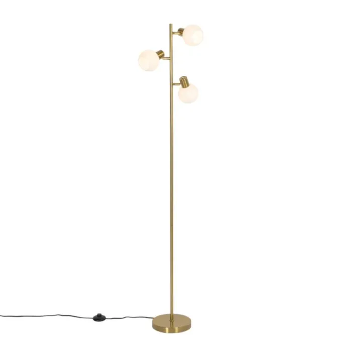 Stehleuchte Gold mit Opalglas 3-flammig verstellbar - Anouk