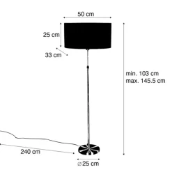 Stehleuchte Gold mit ovalem Samtschirm Schwarz 50 cm - Parte