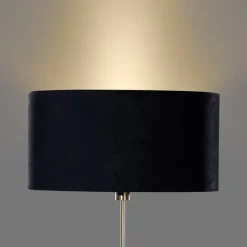 Stehleuchte Gold mit ovalem Samtschirm Schwarz 50 cm - Parte