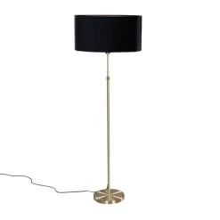 Stehleuchte Gold mit ovalem Samtschirm Schwarz 50 cm - Parte