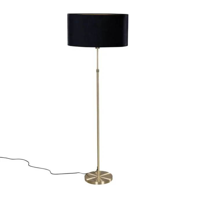 Stehleuchte Gold mit ovalem Samtschirm Schwarz 50 cm - Parte