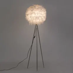 Stehleuchte im Landhausstil Stahl mit Weiß - Feather