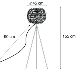 Stehleuchte im Landhausstil Stahl mit Weiß - Feather