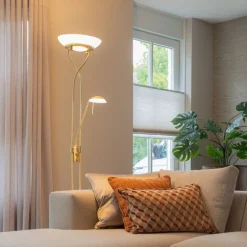 Stehleuchte Messing inkl. LED und Dimmer mit Leselampe - Empoli