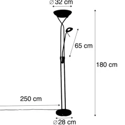 Stehleuchte Messing inkl. LED und Dimmer mit Leselampe - Empoli