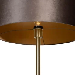 Stehleuchte Messing mit Samt-Schirm Braun 50cm - Simplo