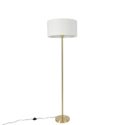 Stehleuchte Messing mit Schirm weiß 50 cm - Simplo