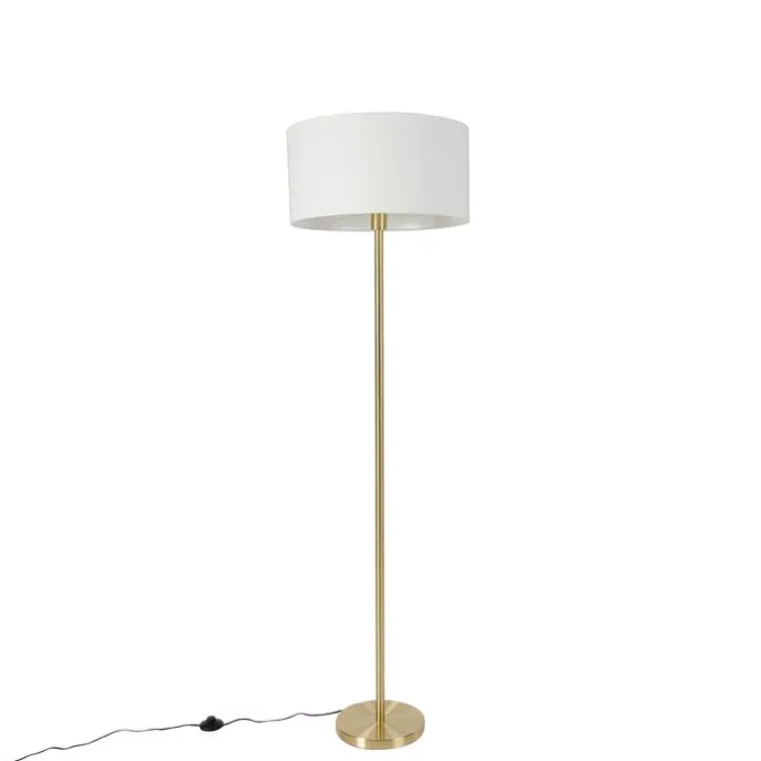 Stehleuchte Messing mit Schirm weiß 50 cm - Simplo