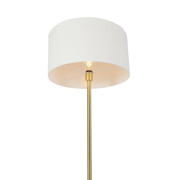 Stehleuchte Messing mit Schirm weiß 50 cm - Simplo