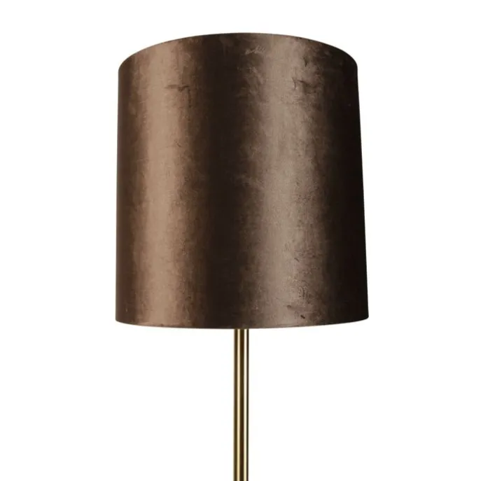 Stehleuchte Messing mit Samt-Schirm Braun 40cm - Simplo