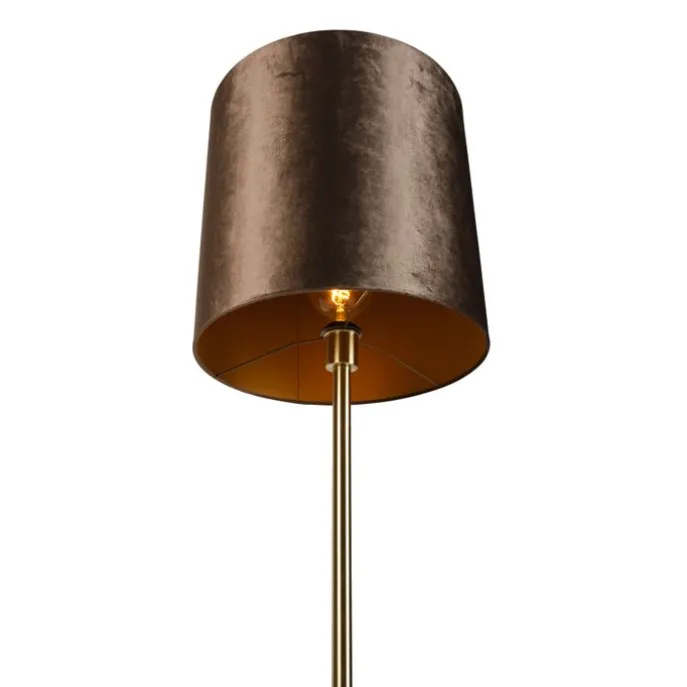 Stehleuchte Messing mit Samt-Schirm Braun 40cm - Simplo