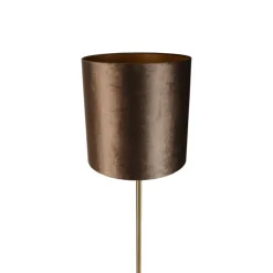 Stehleuchte Messing mit Samt-Schirm Braun 40cm - Simplo