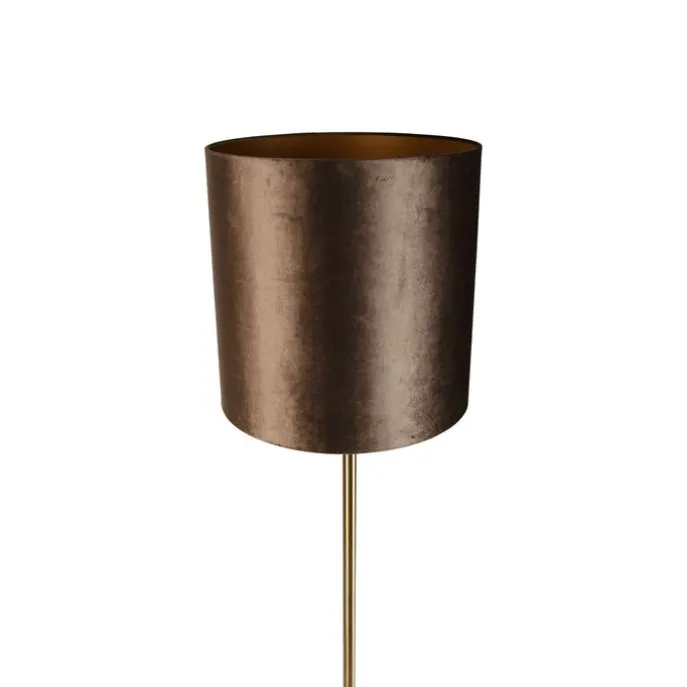 Stehleuchte Messing mit Samt-Schirm Braun 40cm - Simplo