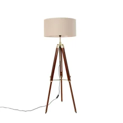 Stehleuchte Messing mit Schirm hellbraun 50 cm Stativ - Cortin