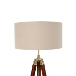 Stehleuchte Messing mit Schirm hellbraun 50 cm Stativ - Cortin