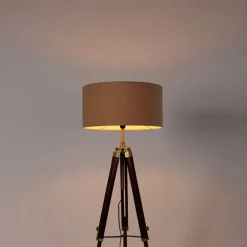 Stehleuchte Messing mit Schirm hellbraun 50 cm Stativ - Cortin