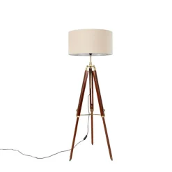 Stehleuchte Messing mit Schirm hellbraun 50 cm Stativ - Cortin