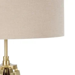 Stehleuchte Messing mit Schirm hellbraun 50 cm Stativ - Cortin