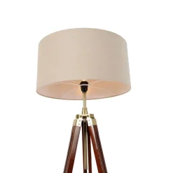 Stehleuchte Messing mit Schirm hellbraun 50 cm Stativ - Cortin