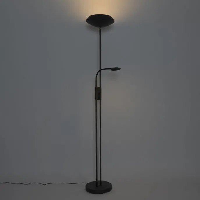 Stehleuchte schwarz inkl. LED und Dimmer mit Leselampe - Fez