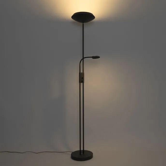 Stehleuchte schwarz inkl. LED und Dimmer mit Leselampe - Fez