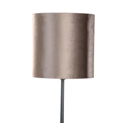 Stehleuchte Schwarz mit Braunem Samt-Schirm 40cm - Simplo