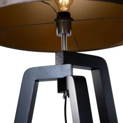 Stehleuchte Schwarz mit Braunem Samt-Schirm 50cm - Puros