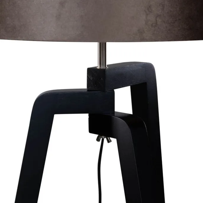 Stehleuchte Schwarz mit Braunem Samt-Schirm 50cm - Puros