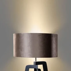 Stehleuchte Schwarz mit Braunem Samt-Schirm 50cm - Puros